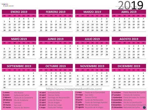 Calendarios De 2019 Para Imprimir Con Color De Mandalas