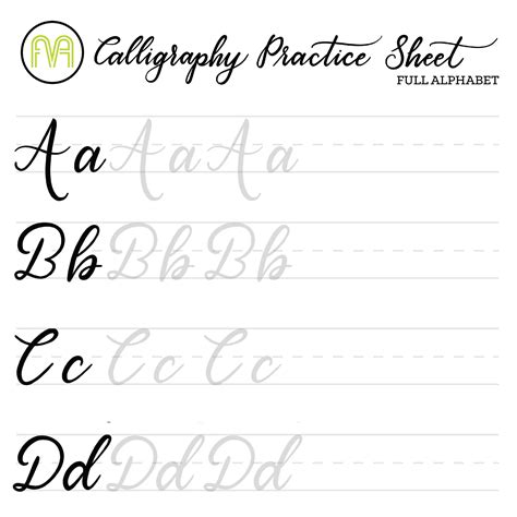 The english alphabet consists of 26 letters. Calligraphy Practice Sheets Full Alphabet Lettering | Etsy