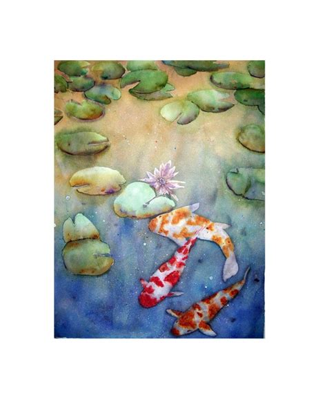 Items Similar To Koi Fish And Lily Pads Fine Art Original Large Acrylic