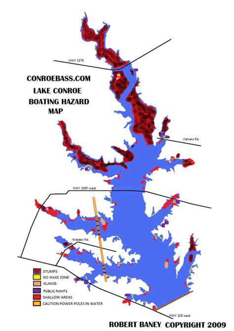 Baitrageous Map Of Beautiful Lake Conroe In East Texas Map Of Lake