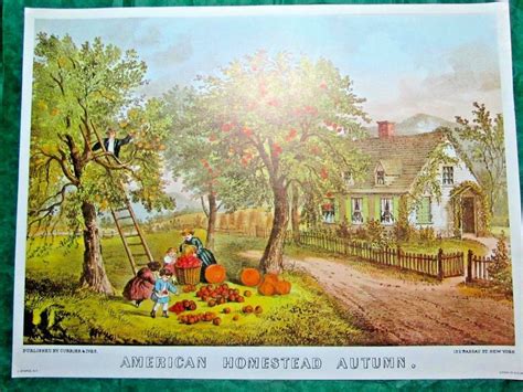 Vintage 1970s Stapco N Y Currier And Ives American Homestead Autumn