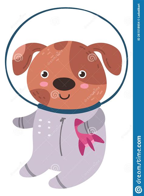 Puppy Space Astronaut Baby Dog In Spaceman Suit Stock Illustration