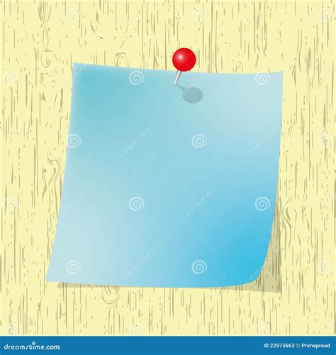 Blue Sticky Note Pad With Red Pin Stock Illustration Illustration Of