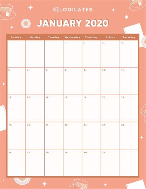The Cutest 2020 Printable Calendars Free Blogilates Calendar
