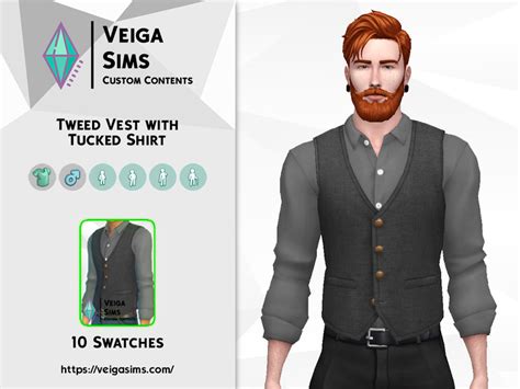 The Sims Resource Tweed Vest With Tucked Shirt