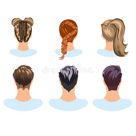 Sistema De Diversos Peinados Mujer Y Hombre Ilustraci N Del Vector Ilustraci N De Retroceder