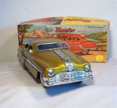 Vintage friction tin toy car soft top convertible. Vintage "Minister" Friction Drive Toy Tin Car in Gold ...