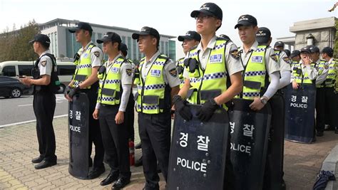 Seoul South Korea 7 October 2015 South Korean Police Officers On Standby At The National