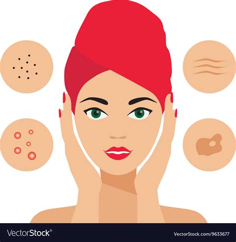 Facial Care Skin Defects Problems Acne Royalty Free Vector