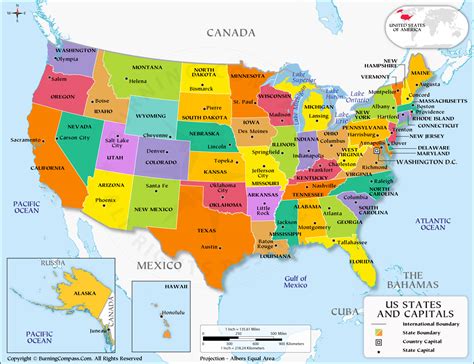 North America Map With States And Capitals World Map
