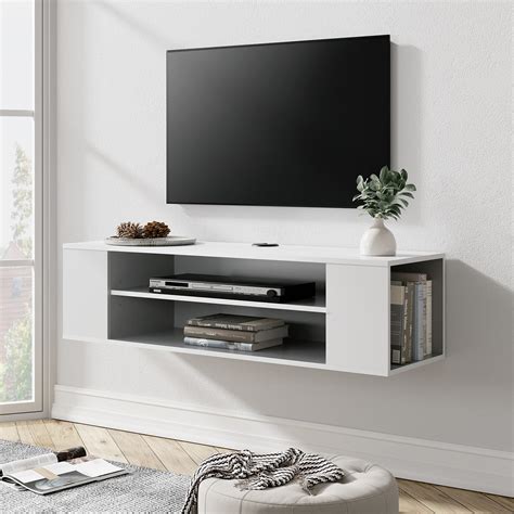 Fitueyes Black Wall Mounted Media Console Floating Tv Stand Component