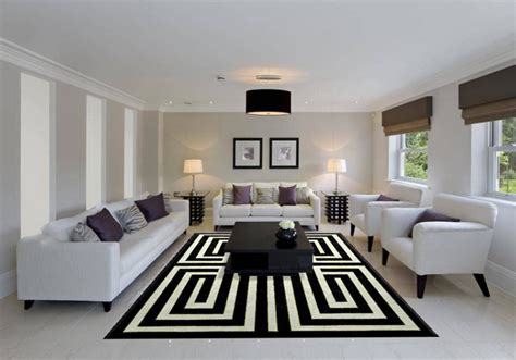 I had 'whites and brights' in my mind for our nursery and wanted either yellow and white curtains or a yellow and white rug. 23 Modern Living Rooms Adorned with Black and White Area ...