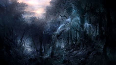Dark Forest Enchanted Ghost Wallpaper Forest Background Forest Art