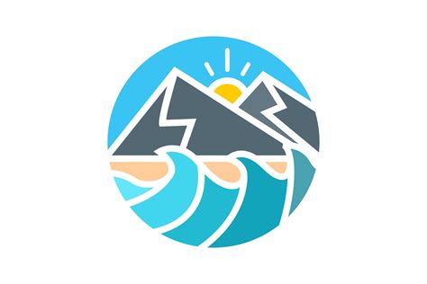 Mountain And Waves Logo Branding And Logo Templates Creative Market