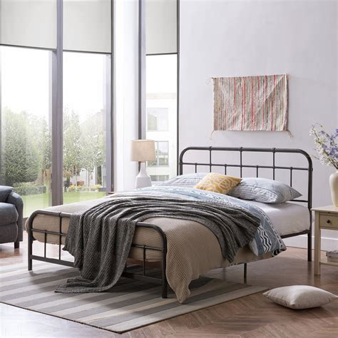 Queen Size Iron Bed Frame Minimal Industrial Nh954703 Noble House