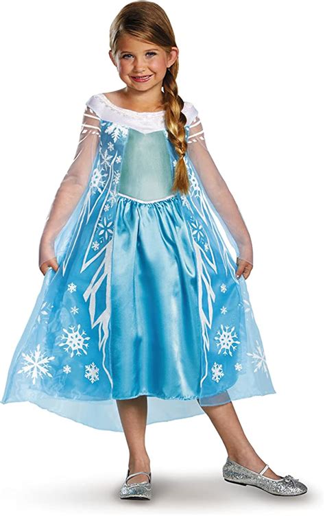 Frozen Elsa Dress Up Costume With Cosplay Accessories Crown Wand Gloves