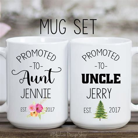 Aunt And Uncle Mug Set New Aunt And Uncle Mugs Pregnancy Etsy