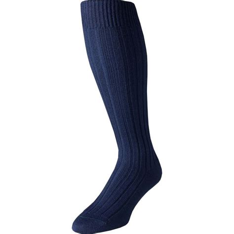 Navy Merino Long Country Sock Mens Country Clothing Cordings