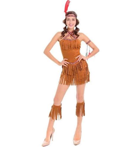 Ladies Indian Squaw Native American Dress Costume Fancy Dress On
