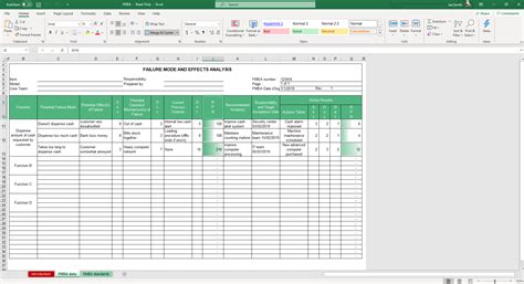 FMEA Analysis Excel And Google Sheets Template Simple Sheets