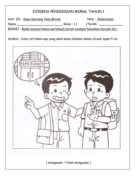 Dan yang ini versi jimat kertas. Evidens Pendidikan Moral Tahun 1 Keberanian