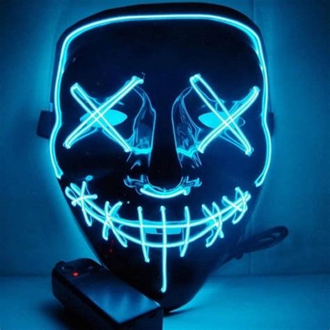 El Led Light Flash Grimace Fluorescent Mask With Controller For