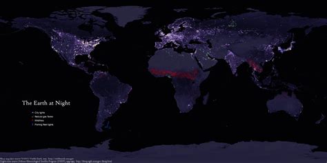 Orbital View Earths Lights At Night Color Coded The Atlantic