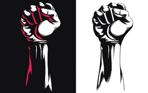 Premium Vector Silhouette Raised Fist Hand Clenched Protest Punch