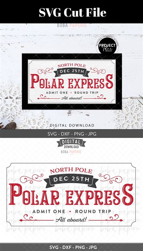 polar express ticket svg christmas svg  cut files design bundles