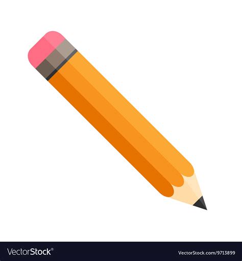 Pencil With Eraser Isolated Flat Design Royalty Free Vector