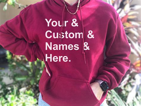Your Custom Name Hoodie Sweatshirt Custom Text Hoodie Custom Etsy