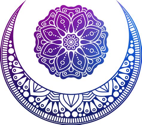 Blue And Purple Mandala With Moon Floral Wall Decal Tenstickers