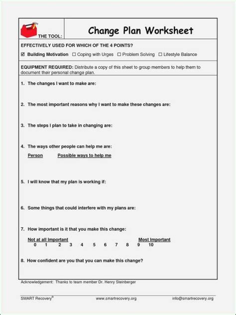 50 Stages Of Change Worksheet