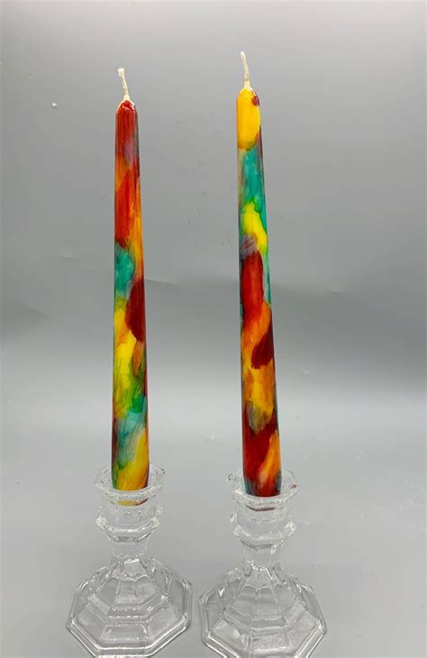 Colorful Decorative Taper Candles Etsy Colored Taper Candles Tart