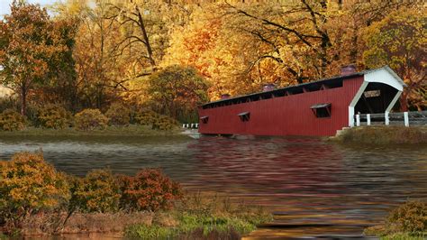 Autumn Covered Bridge Wallpaper Wallpapersafari