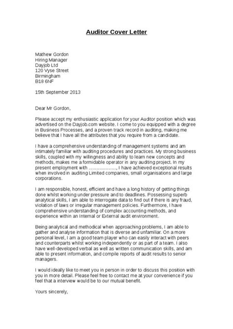How to write a cover letter for an internal auditor? Cover Letter Template For Internal Auditor - Online Cover ...