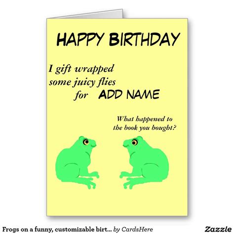 Frogs On A Funny Customizable Birthday Card Birthday