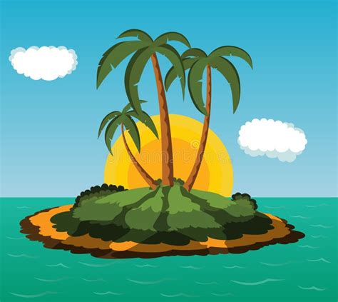 Island With Palm Trees Stock Illustration Illustration Of Drawing