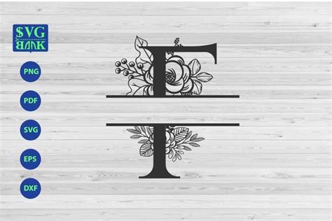 Split Monogram Letter F Svg Alphabet Floral Initial Logo F 470963