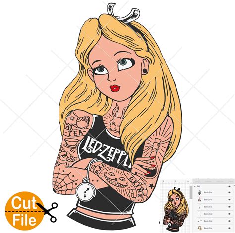 Tattooed Disney Princess Alice Svg 099 Cent Svg Files