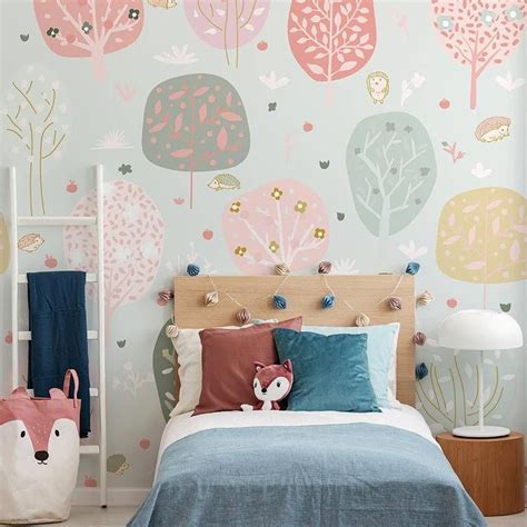 Pastel Forest Contemporary Kids Room Wall Murals Nature