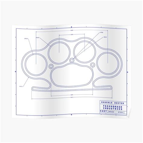 Knuckle Duster Blue Schematic Poster For Sale By Aromis Redbubble