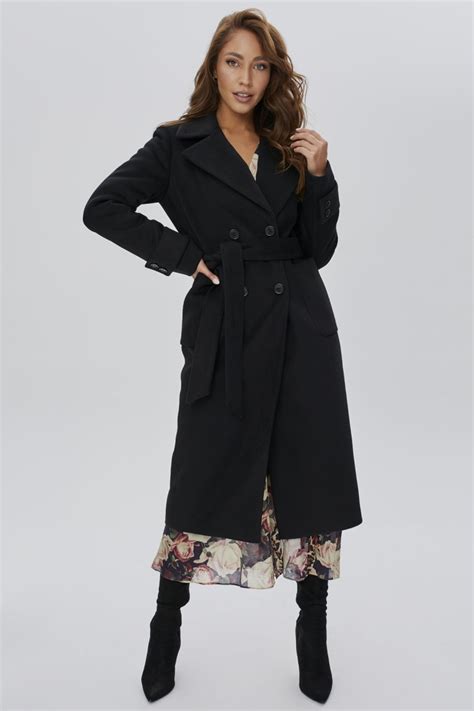 Płaszcz damski zimowy z wełną model ROMA kolor czarny