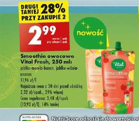 Promocja Smoothie Owocowe Vital Fresh 250 Ml W Biedronka