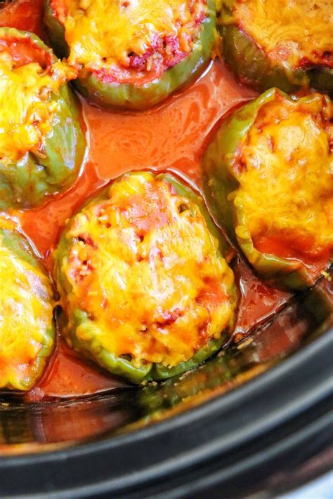 The Slow Cooker Stuffed Bell Peppers Is Ready To Be Eaten