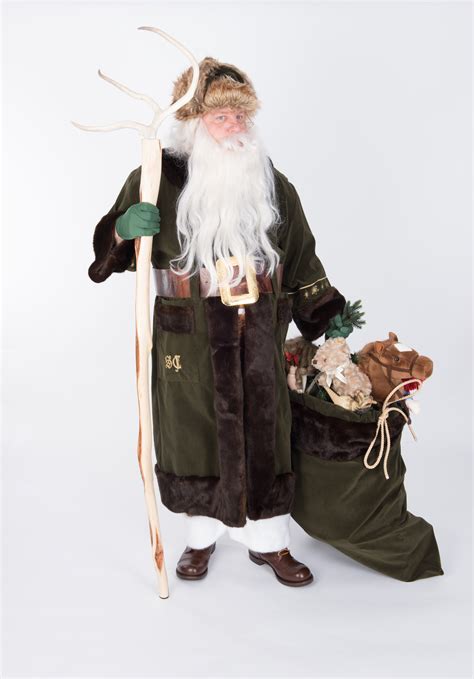 1890s Santa With Green Coat And Brown Sable Fur Pro Santa Shop