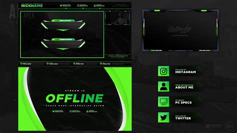 Green And Black Full Twitch Stream Overlay 2019 Mattovsky Graphic