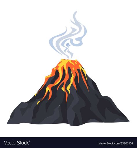 Lava Eruption Volcano Icon Cartoon Style Vector Image