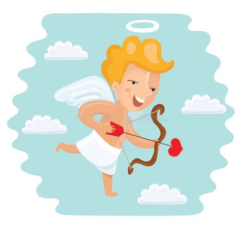 funny cupid with bow and arrow illustration of a valentine`s day vector isolated stock vector