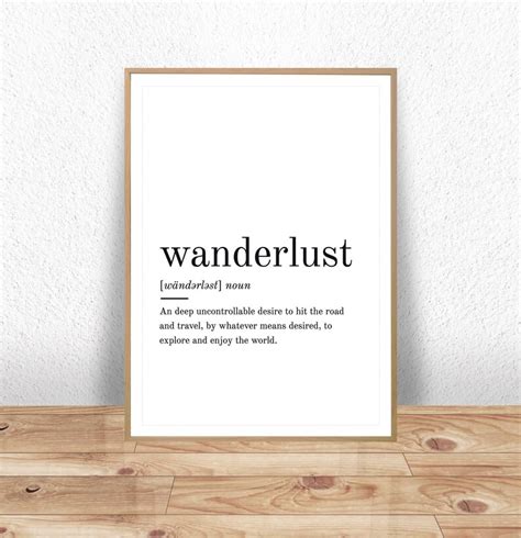 Wanderlust Definition Wanderlust Print Printable Wall Art Etsy